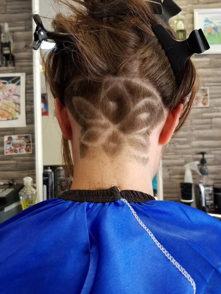 Freestyle shaved hair design detail, Kurdistan Barbers